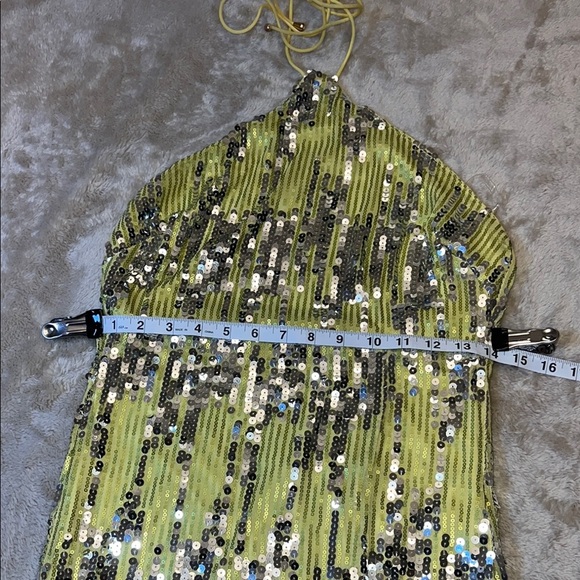 Fashion Nova Yellow Gold‎ Sequin Halter Mini Dress - Picture 8 of 8